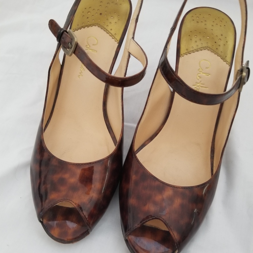 Patent tortoise Cole Hahn 7.5 platform heels